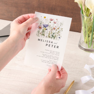 Wildflower Wedding Vellum Invitations