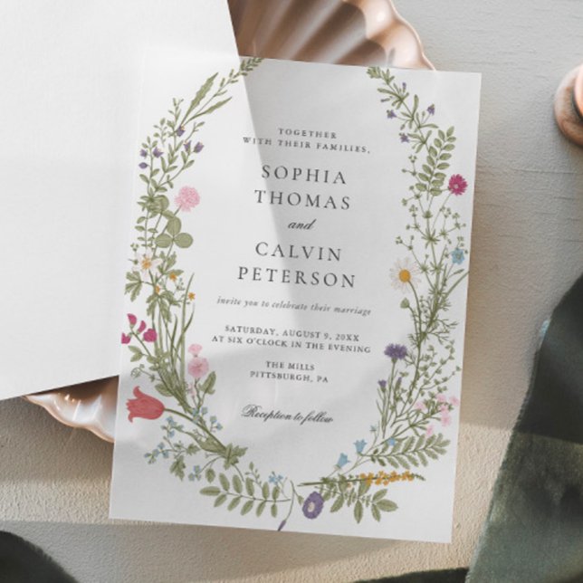 Wildflower Wedding Vellum Invitations (Creator Uploaded)