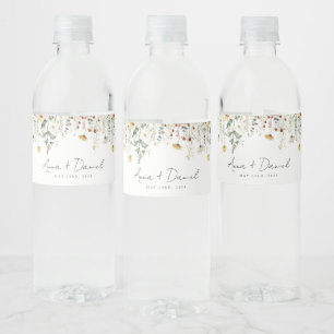 Wildflower Wedding Water Bottle Label