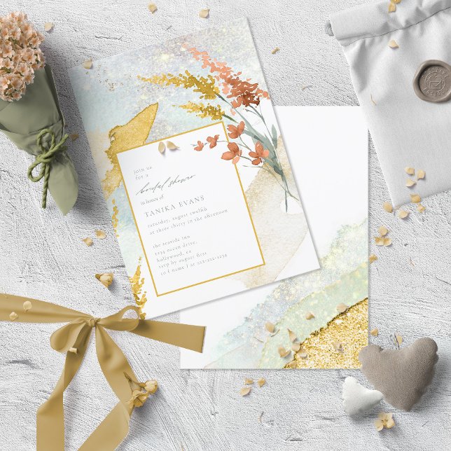Wildflower Wedding Watercolor Bridal Sh Gold ID954 (Creator Uploaded)
