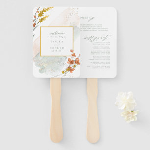 Wildflower Wedding Watercolor Ceremony Gold ID954 Hand Fan