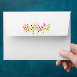 Wildflower Wedding Watercolor Elegant Custom Envelope