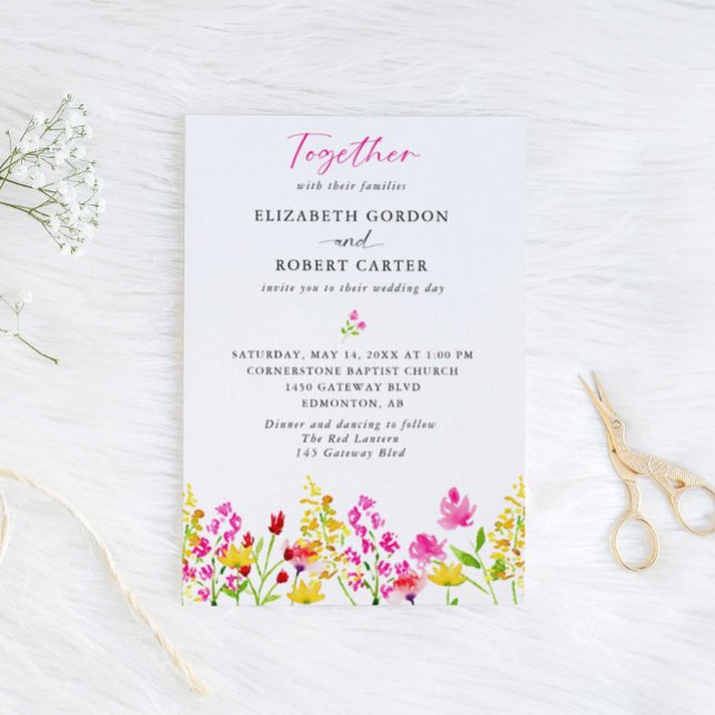Wildflower Wedding Watercolor Elegant Script  Invitation (Creator Uploaded)
