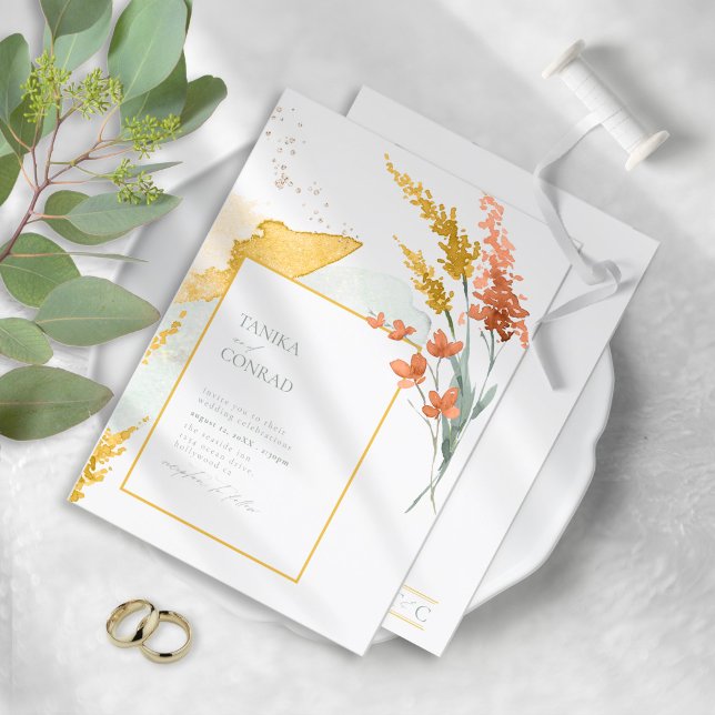 Wildflower Wedding Watercolor Gold ID954 (Creator Uploaded)
