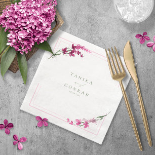 Wildflower Wedding Watercolor Names Fsia ID954 Napkin