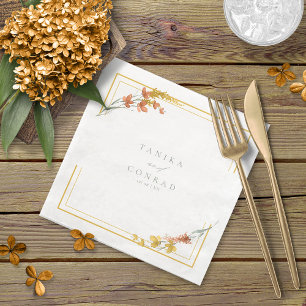 Wildflower Wedding Watercolor Names Gold ID954 Napkin