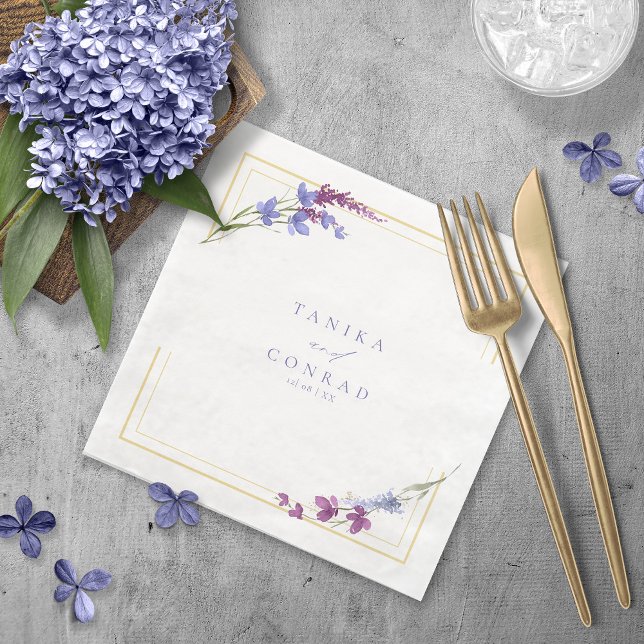 Wildflower Wedding Watercolor Names Peri ID954 Napkin (Creator Uploaded)