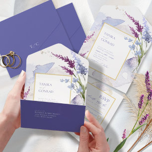 Wildflower Wedding Watercolor Peri ID954 All In One Invitation