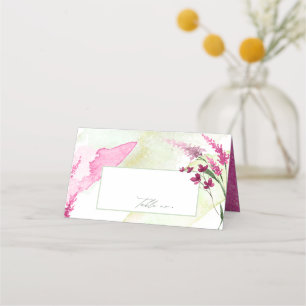 Wildflower Wedding Watercolor Table Fuchsia ID954 Place Card