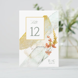 Wildflower Wedding Watercolor Table No. Gold ID95 Invitation