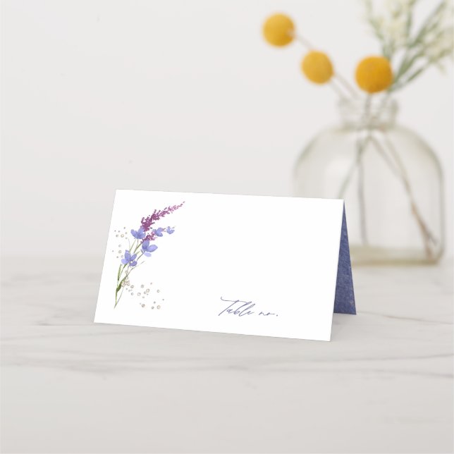 Wildflower Wedding Watercolor Table V2 Peri ID954 Place Card (Front)