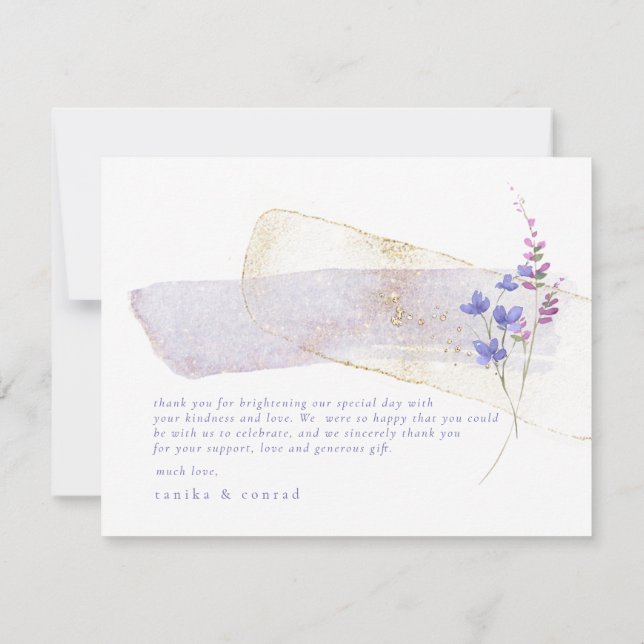 Wildflower Wedding Watercolor Thank You Peri ID954 (Back)