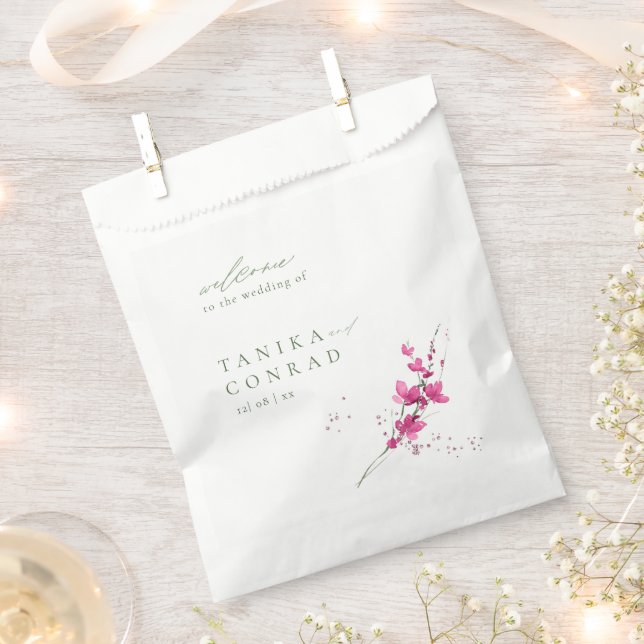 Wildflower Wedding Watercolor Welcome Fsia ID954 Favour Bags (Clipped)