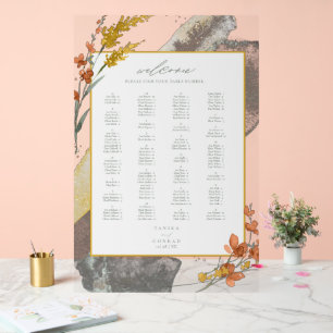 Wildflower Wedding Watercolor Welcome Gold ID954 Acrylic Sign