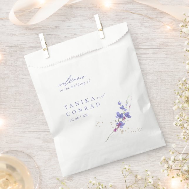 Wildflower Wedding Watercolor Welcome Peri ID954 Favour Bags (Clipped)