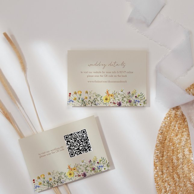 Wildflower Wedding Website Card with QR Code  (Creator Uploaded)