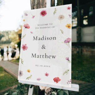 Wildflower Wedding Welcome Acrylic Sign