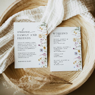 Wildflower Wedding Welcome Letter Timeline Card