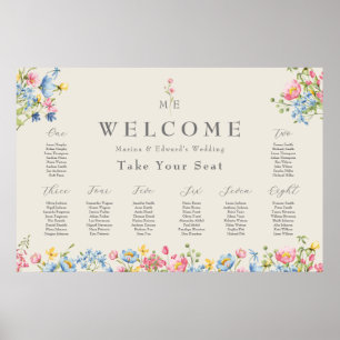 Wildflower Wedding Welcome Seating Chart Poster