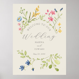 Wildflower Wedding Welcome Sign Poster