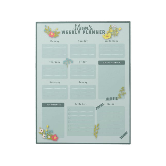 Wildflower Weekly Calendar Notepad (Rotated)