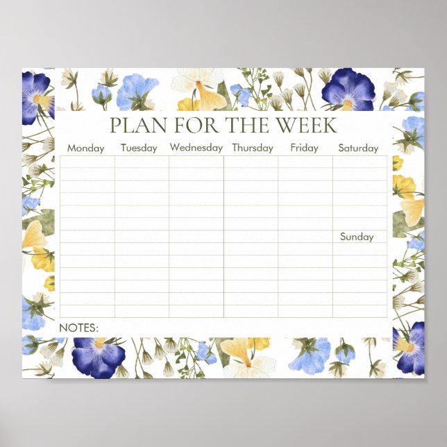 Wildflower weekly planner printable poster (Front)