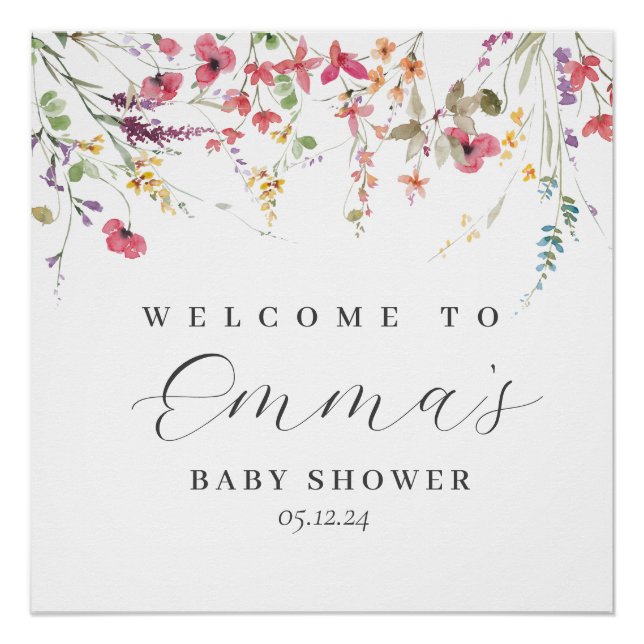 Wildflower welcome sign, wildflower poster tapestr (Front)