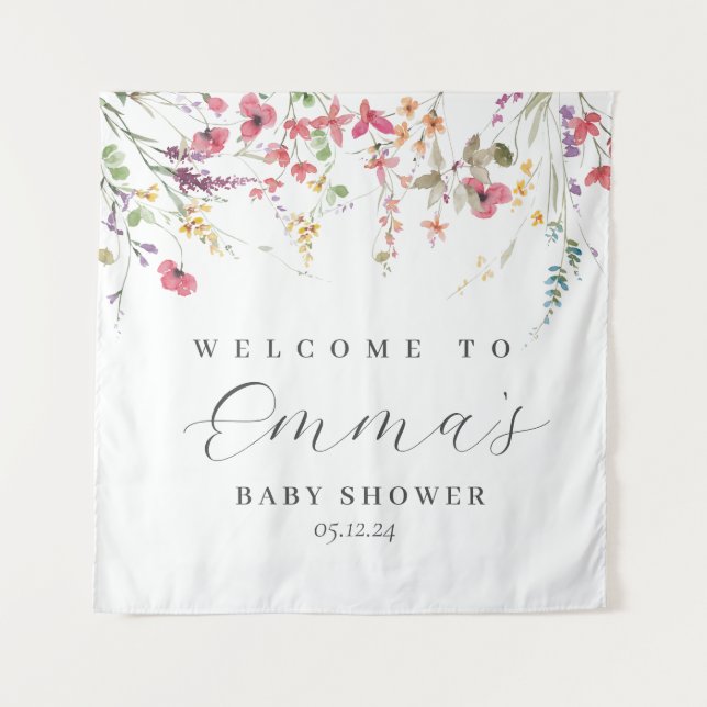 Wildflower welcome sign, wildflower poster tapestry (Front)