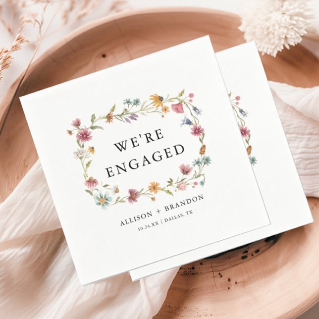 Wildflower We're Engaged Engagement Party Napkins (Creator Uploaded)