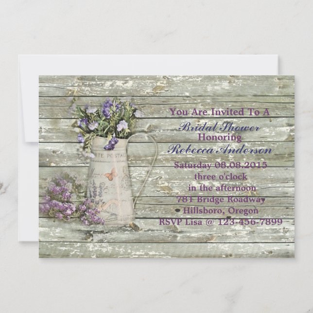 wildflower western country rustic bridal shower invitation (Back)