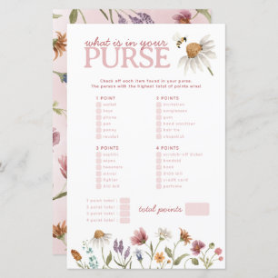 Wildflower What's in Your Purse Baby Shower Game