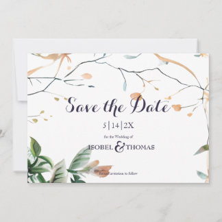 Wildflower Whimsical Boho Greenery Wedding Save The Date