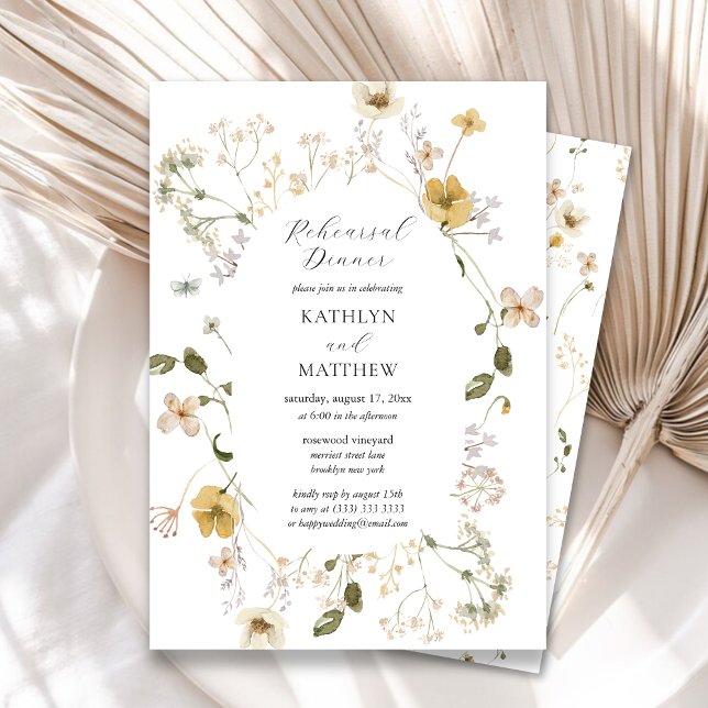 Wildflower Whimsical Boho Modern Rehearsal Dinner Invitation (Creator Uploaded)