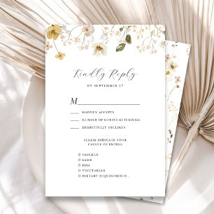 Wildflower Whimsical Boho Modern Wreath Wedding RSVP Card