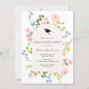 Wildflower Whimsical Floral Graduation Party Invitation