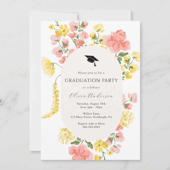 Wildflower Whimsical Floral Graduation Party Invitation (Front)