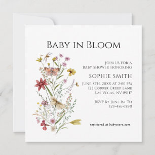 Wildflower Whimsical Garden Baby In Bloom Invitation