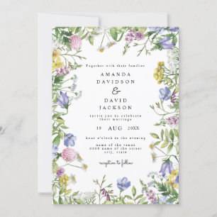 Wildflower Whimsical Garden Boho Rustic Wedding In Invitation