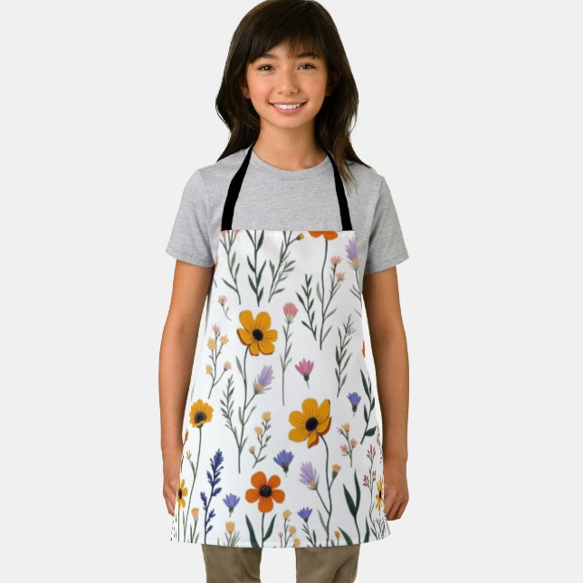 Wildflower Whimsy – Soft Meadow Pattern Apron (Insitu)