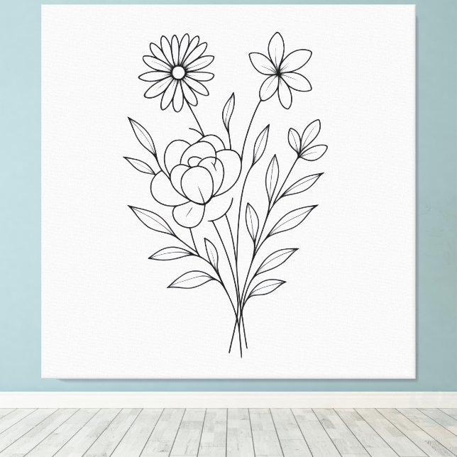 Wildflower Whisper” Minimalist Botanical Print (Insitu(Wood Floor))