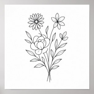 Wildflower Whisper” Minimalist Botanical Print