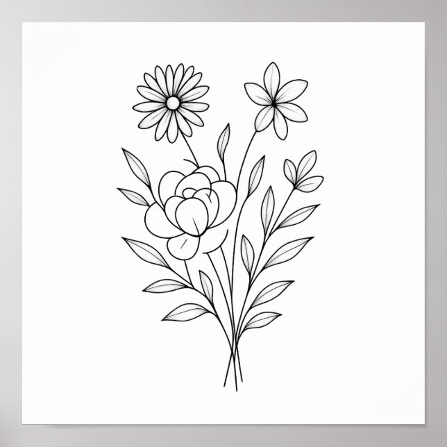 Wildflower Whisper” Minimalist Botanical Print (Front)
