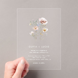 Wildflower Whispers Acrylic Wedding Invitation