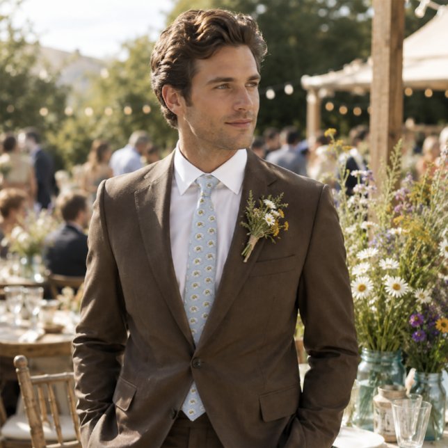 Wildflower White Daisy Blue Tie (Creator Uploaded)