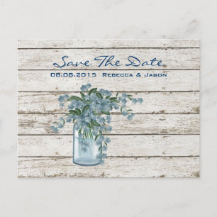 wildflower whitewashed wood french country wedding announcement postcard