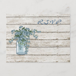 wildflower whitewashed wood french country wedding invitation postcard
