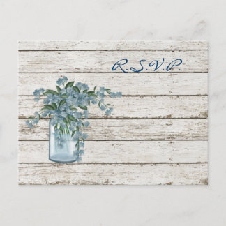 wildflower whitewashed wood french country wedding invitation postcard
