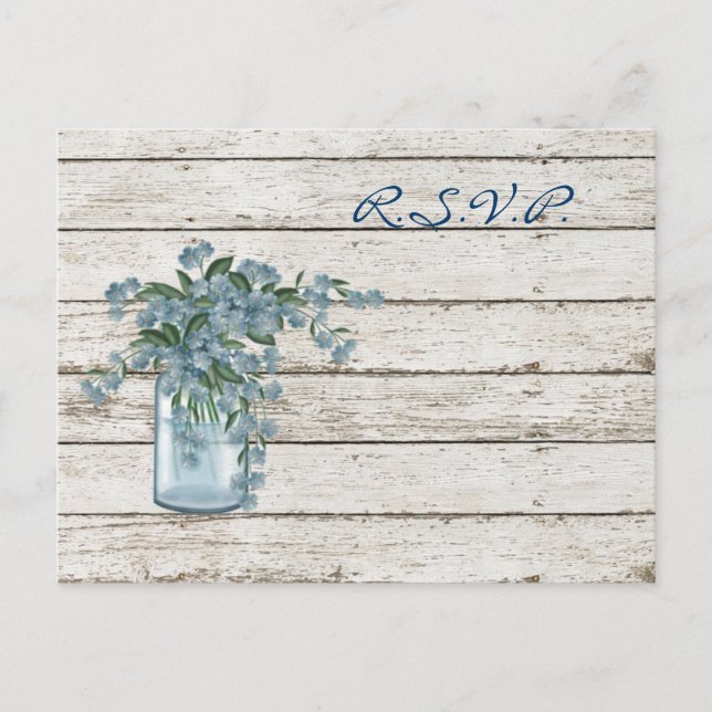 wildflower whitewashed wood french country wedding invitation postcard (Front)