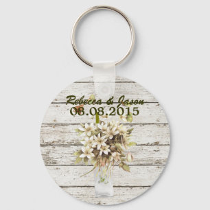 wildflower whitewashed wood french country wedding key ring