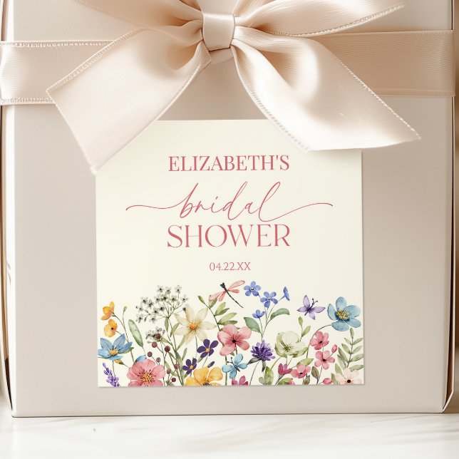 Wildflower Wild Flower Floral Bridal Shower Square Sticker (Creator Uploaded)